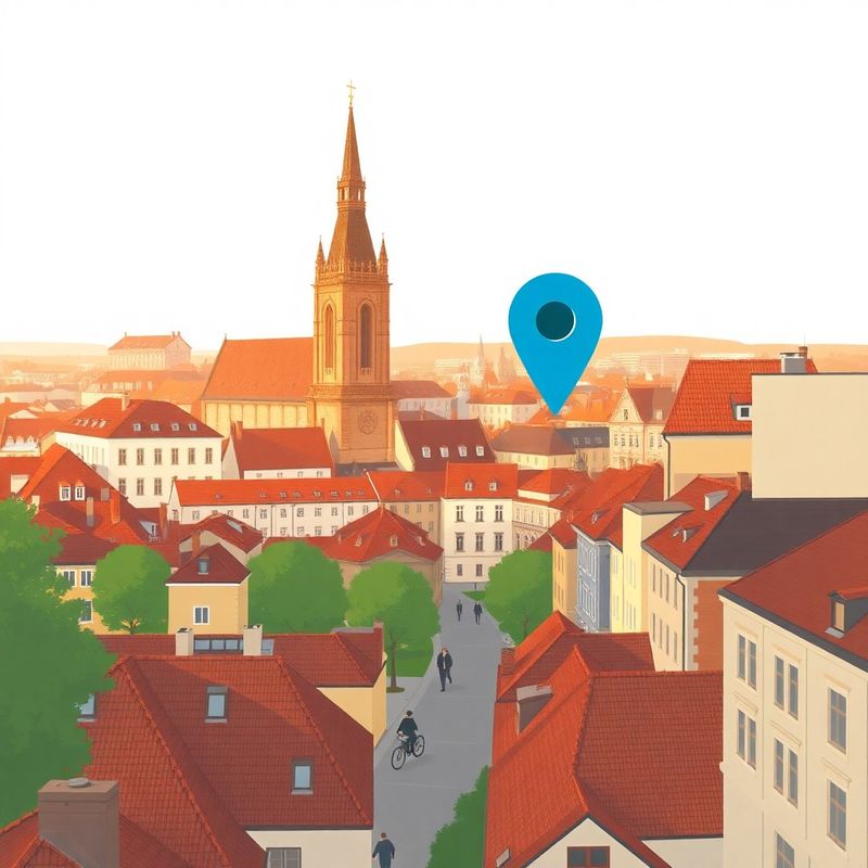 Uproszczona mapa krakowskiego Starego Miasta z pinezką przy ul. Floriańskiej